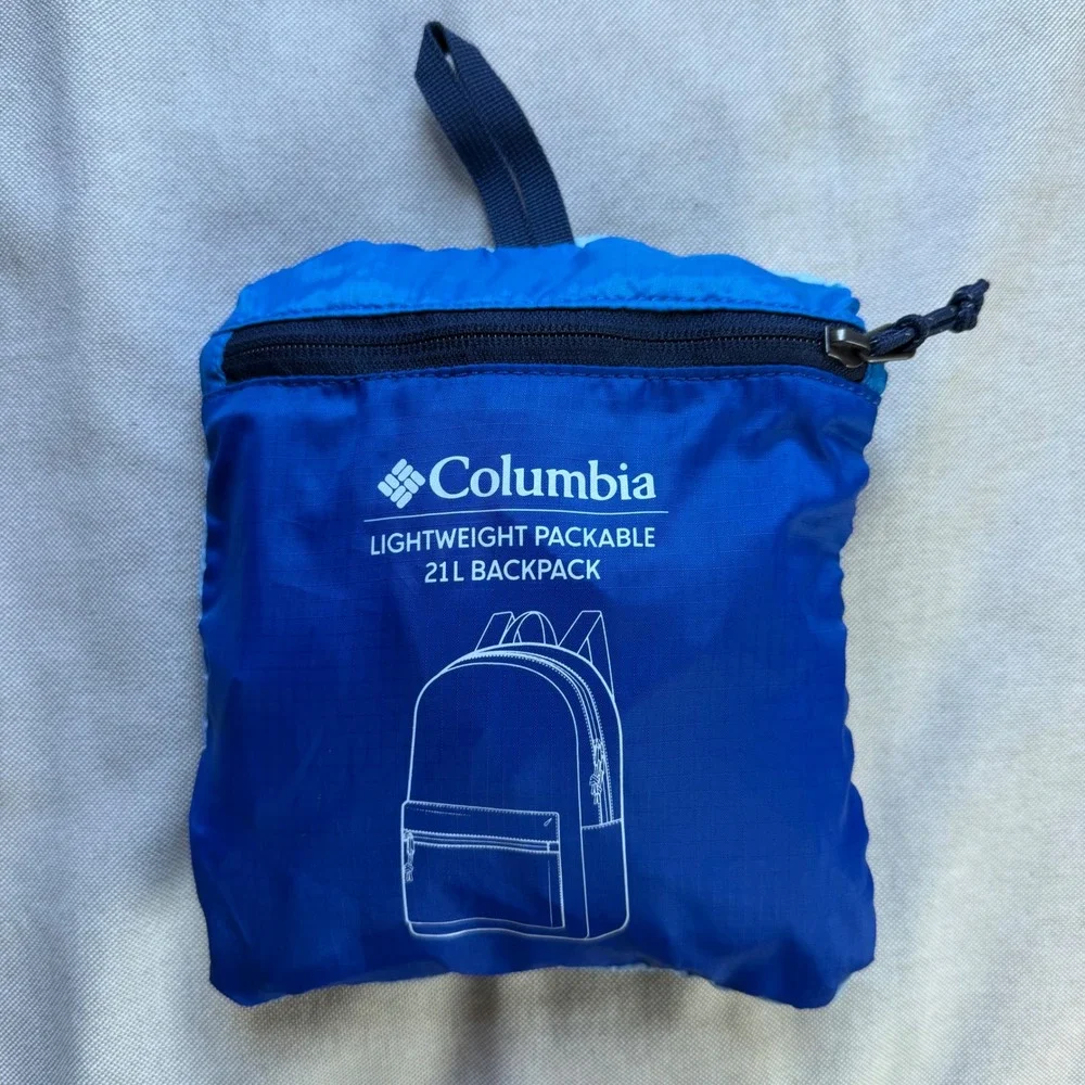 Columbia Lightweight Packable 21L Backpack Blue Ripstop Travel Daypack